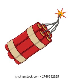 Illustration of dynamite isolated on white background. Design element for poster, card, banner, logo, label, sign, badge, t shirt. Vector illustration