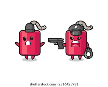 illustration of dynamite robber with hands up pose caught by police , cute style design for t shirt, sticker, logo element