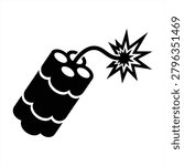 An illustration of a dynamite stick with a lit fuse exploding.