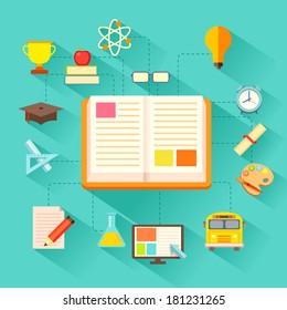 illustration of e learning concept in flat style