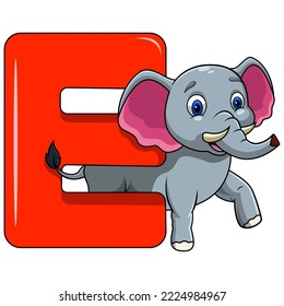 Ilustración de la carta E para Elefante