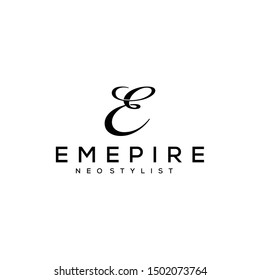 Illustration of an E sign made luxurious and elegant for the spa and yoga salon logo design graphic