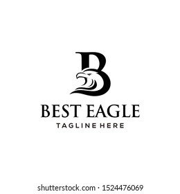 Illustration of Eagle bird with B sign Logo Vector template.