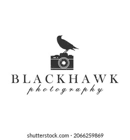 illustration eagle bird with camera logo design template photography