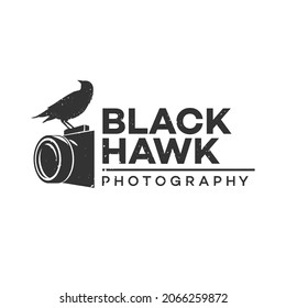 illustration eagle bird with camera logo design template photography