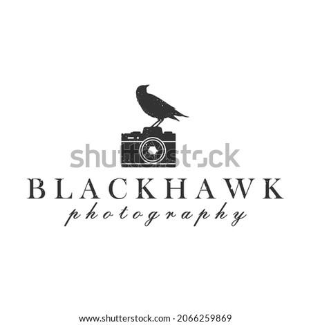 illustration eagle bird with camera logo design template photography
