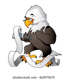 Illustration of eagle bookkeeper with half-moon glasses