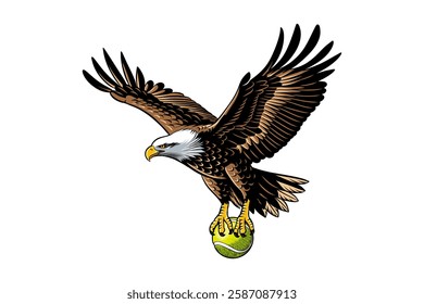 illustration of an eagle carrying a tennis ball