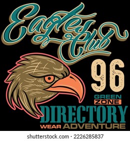 Illustration Eagle club athletic Green Zone College style, Varsity design.