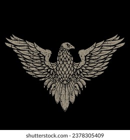 Illustration of an eagle in grunge style. Distressed illustration of eagle