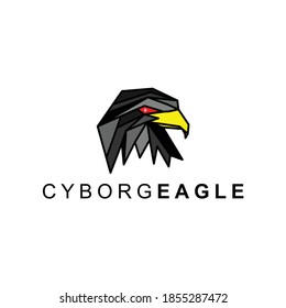 Illustration Eagle head cyborg logo design vector emblem character