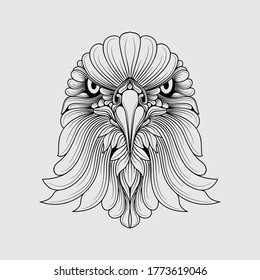 illustration of eagle head with decoration