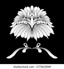 illustration of eagle head with decoration