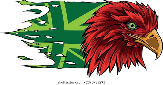 illustration of Eagle Head mascot with british flag