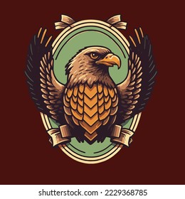 Illustration of Eagle Head Mascots Logo Design Template Vector