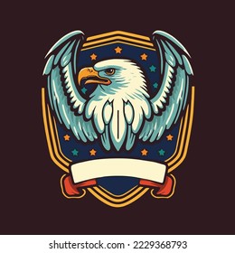 Illustration of Eagle Head Mascots Logo Design Template Vector