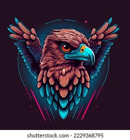 Illustration of Eagle Head Mascots Logo Design Template Vector