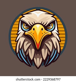 Illustration of Eagle Head Mascots Logo Design Template Vector