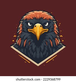 Illustration of Eagle Head Mascots Logo Design Template Vector