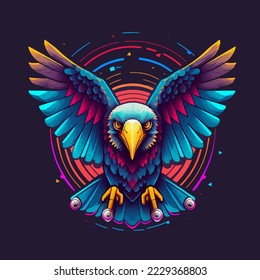 Illustration of Eagle Head Mascots Logo Design Template Vector