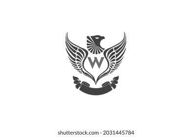 ilustración de un águila con la letra W en el pecho