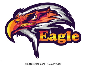 illustration of eagle logo design, isolated white background, flat design vector