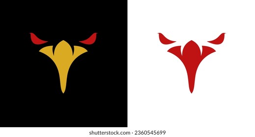 Illustration of an eagle logo in front view, symbolizing strength. It is suitable for sports, technology, transportation, security and brand companies.