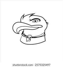 illustration of eagle mascot portrait, black and white Java cartoon useful for children's coloring teaching materials, vector format