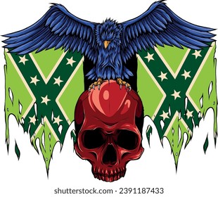 illustration of Eagle on Skull with confederate flag
