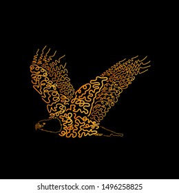 Illustration of eagle for print design. hand drawing art
