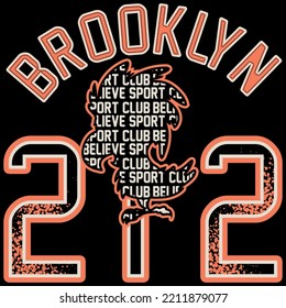 Illustration eagle shadow with fill text, college varsity style. cool background.