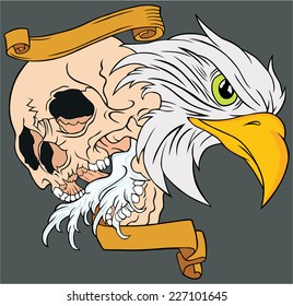 illustration eagle and skull