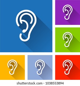 Illustration of ear icons with long shadow