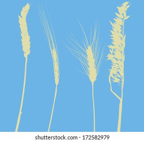 Illustration mit Ohrsilhouettes-Kollektion einzeln auf blauem Hintergrund