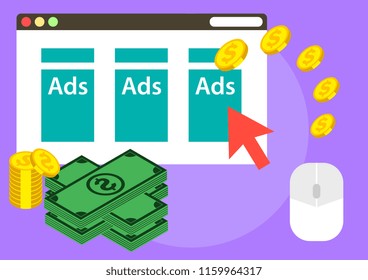 illustration of earning from advertising on website 