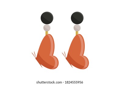 Illustration of Earrings with Butterfly Pendant