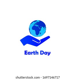 illustration of the earth above the palm of the hand, for icons or symbols on earth day