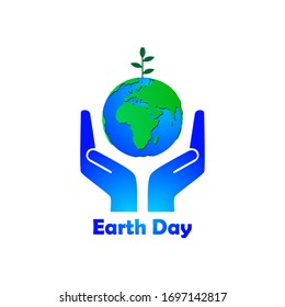 illustration of the earth between two palms, for icons or symbols on earth day