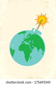Illustration of Earth as a bomb