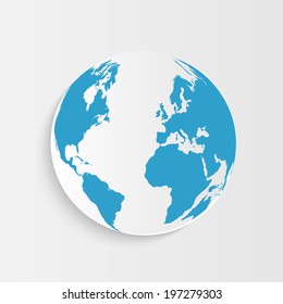 Illustration of an earth button isolated on a white background.
