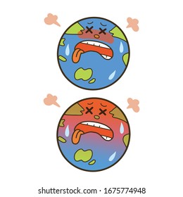 Ilustración del carácter terrestre. La ilustración de un problema medioambiental. 