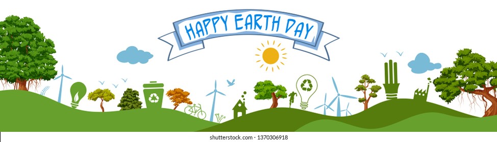 illustration of Earth Day concept for safe and Green Globe