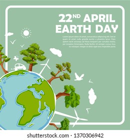 illustration of Earth Day concept for safe and Green Globe