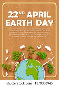 illustration of Earth Day concept for safe and Green Globe