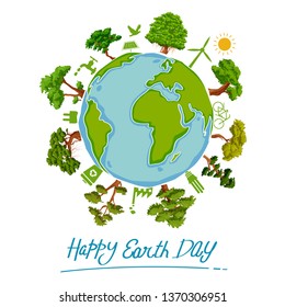 illustration of Earth Day concept for safe and Green Globe