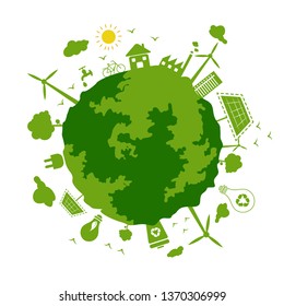 illustration of Earth Day concept for safe and Green Globe