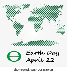 Illustration with earth day symbol on white background