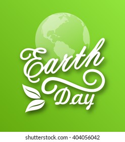 Illustration Earth Day, Words, Planets and Leaves - Vector