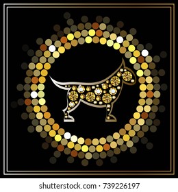 Illustration of earth dog, symbol of 2018. Silhouette of hound. Vector element for New Year's design.
