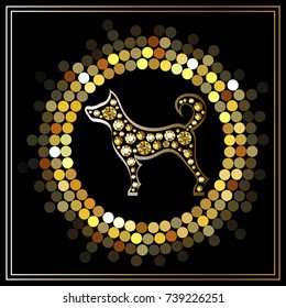 Illustration of earth dog, symbol of 2018. Silhouette of hound. Vector element for New Year's design.